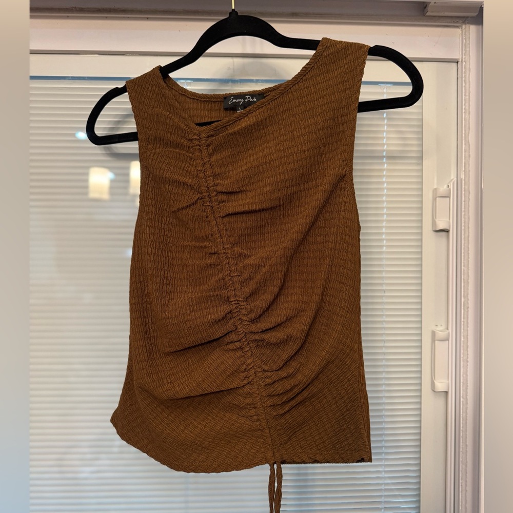 Emory Park Ruched Women's Tank Top- Brown